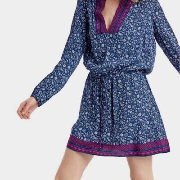 GAP Dresses & Skirts - NEW GAP Split Neck Print Drop Waist Long Sleeve Dress Size M